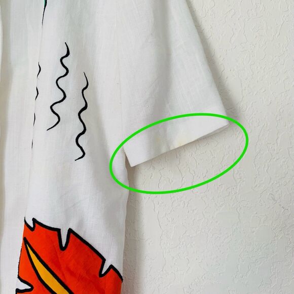 VTG Caron Components Top Women 16 White Retro Tropical Button Front 80s Vacation - Picture 8 of 11